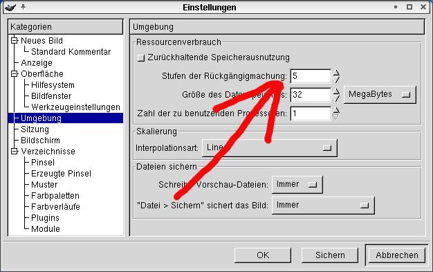 Schritte
 r&uuml;ckg&auml;ngig